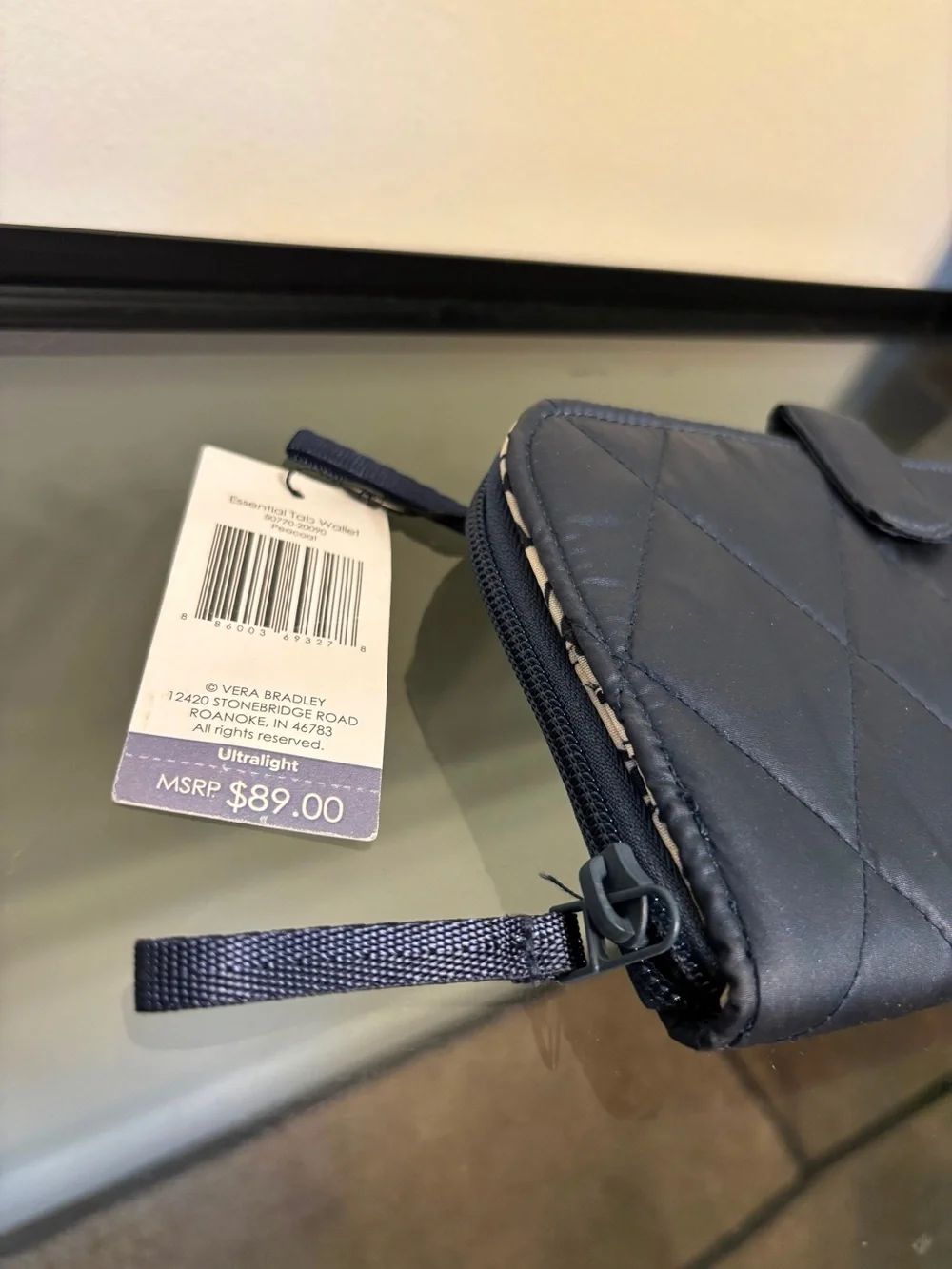 Vera Bradley Quilted Navy Zip-Around Wristlet Wallet